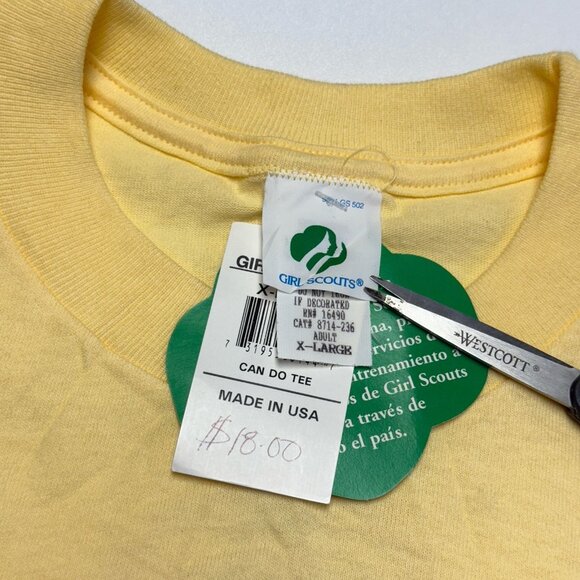 Vintage 90s Girl Scout T Shirt Adult XL 23x30 Yellow Single Stitch NEW - Picture 9 of 11